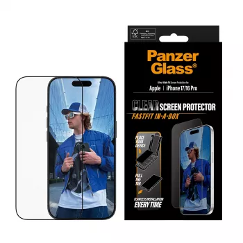 PanzerGlass ® Osłona ekranu iPhone 17 | iPhone 16 Pro | Ultra-Wide Fit z FASTFIT IN-A-BOX