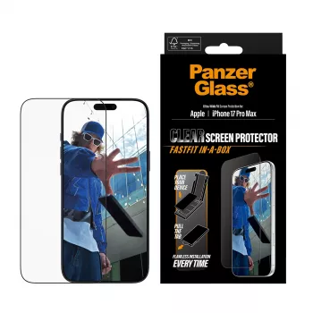 PanzerGlass ® Screen Protector iPhone 17 Pro Max | Ultra-Wide Fit z FASTFIT IN-A-BOX