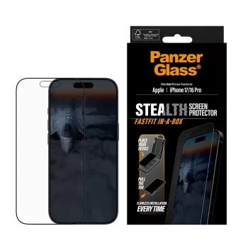 PanzerGlass ® Stealth Ochrona ekranu iPhone 17 | iPhone 16 Pro | Ultra-Wide Fit z systemem FASTFIT IN-A-BOX