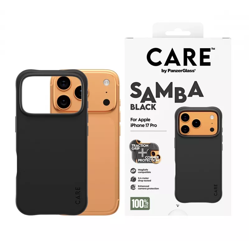 Etui PanzerGlass CARE by Fashionable Case Samba Black z MagSafe do iPhone 17 Pro