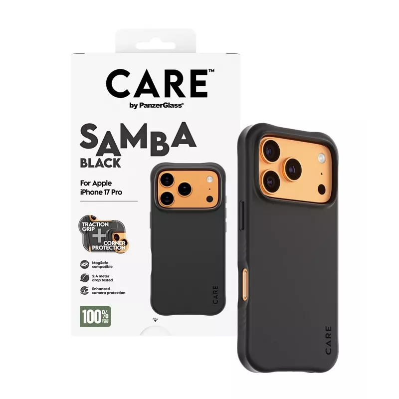 Etui PanzerGlass CARE by Fashionable Case Samba Black z MagSafe do iPhone 17 Pro