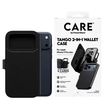 Ochronne dwuczęściowe etui-portfel PanzerGlass CARE Feature Case Tango z MagSafe do iPhone 17 Pro Max, czarne