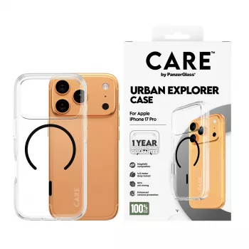 PanzerGlass CARE™ by ® Urban Explorer Case przezroczysty z czarnym MagSafe iPhone 17 Pro