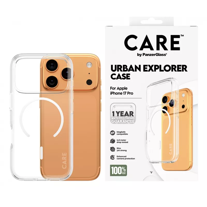 PanzerGlass CARE™ by ® Urban Explorer Case Transparentny z Białym MagSafe iPhone 17 Pro