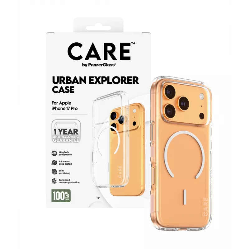 PanzerGlass CARE™ by ® Urban Explorer Case Transparentny z Białym MagSafe iPhone 17 Pro