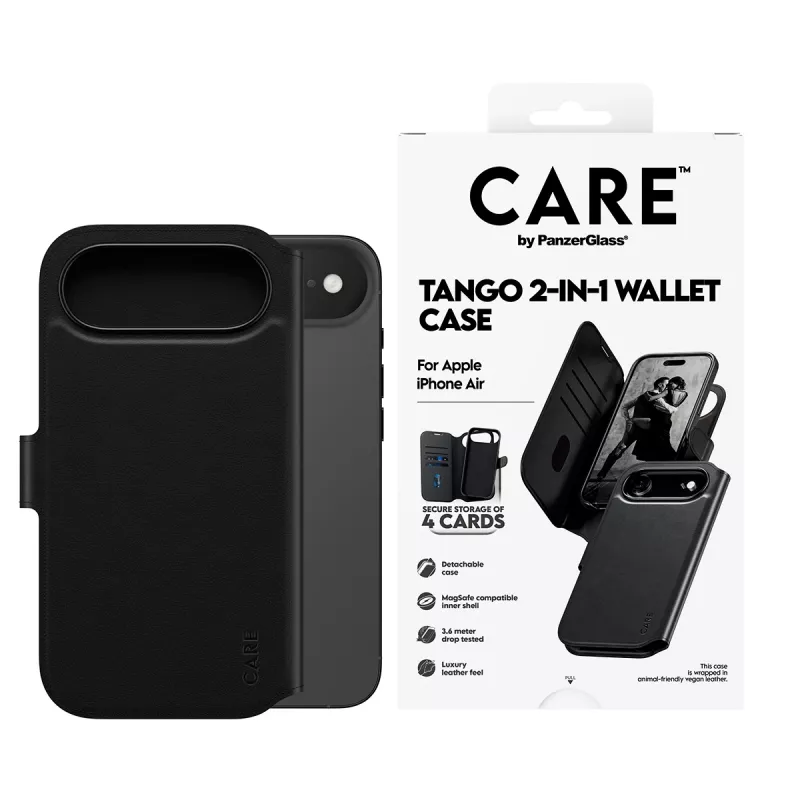 Etui-portfel PanzerGlass CARE Tango 2-in-1 z MagSafe do iPhone Air — czarne