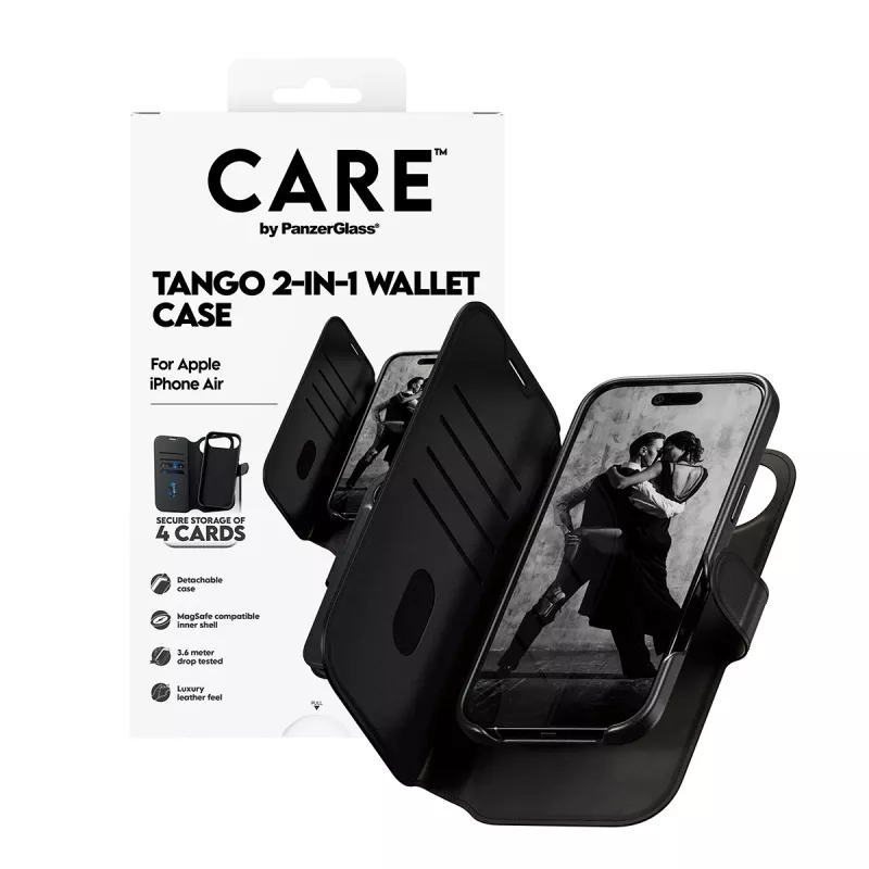Etui-portfel PanzerGlass CARE Tango 2-in-1 z MagSafe do iPhone Air — czarne