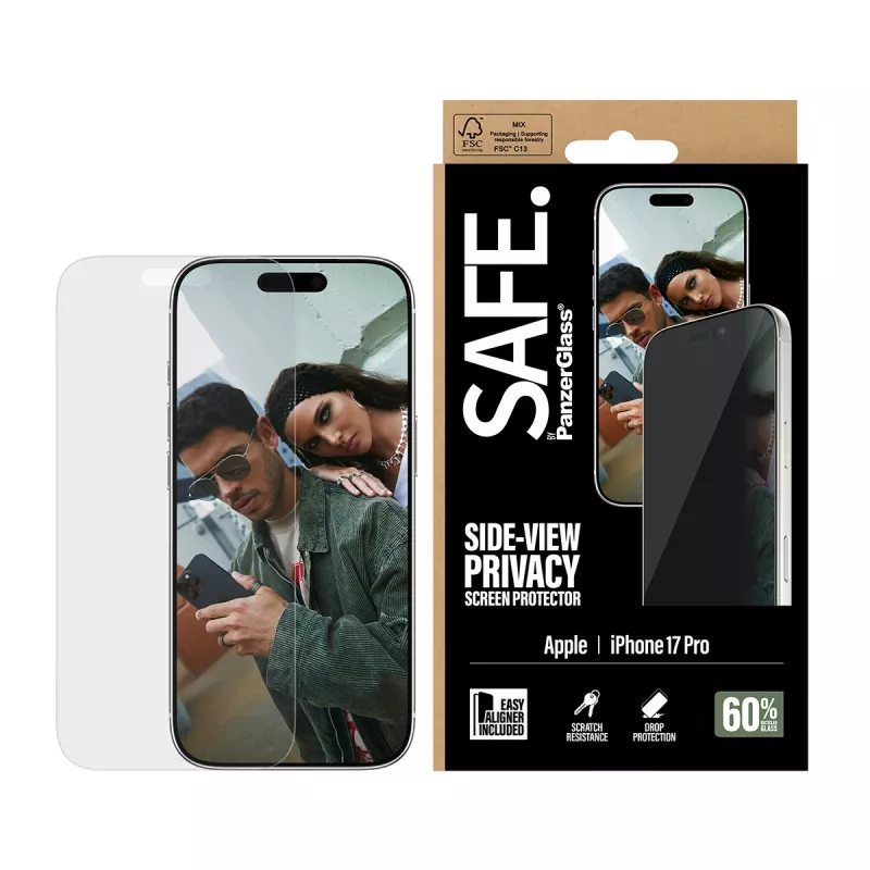 PanzerGlass SAFE. by ® 2-Way Privacy Ochrona ekranu iPhone 17 Pro | Ultra-Wide Fit z EasyAligner
