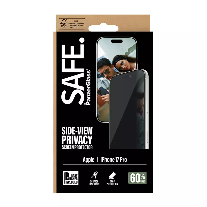 PanzerGlass SAFE. by ® 2-Way Privacy Ochrona ekranu iPhone 17 Pro | Ultra-Wide Fit z EasyAligner