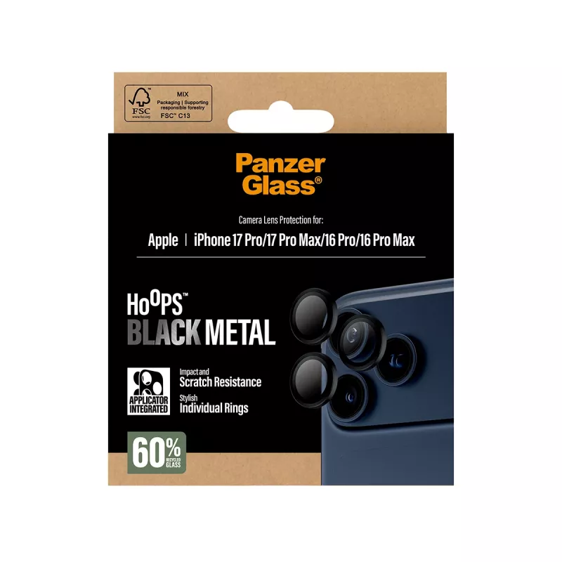 PanzerGlass ® Hoops® Osłona obiektywu aparatu Czarny iPhone 17 Pro | iPhone 17 Pro Max | iPhone 16 Pro | 16 Pro Max