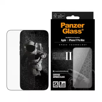 PanzerGlass ® Ceramic II Szkło Ochronne iPhone 17 Pro Max | Ultra-Wide Fit z EasyAligner