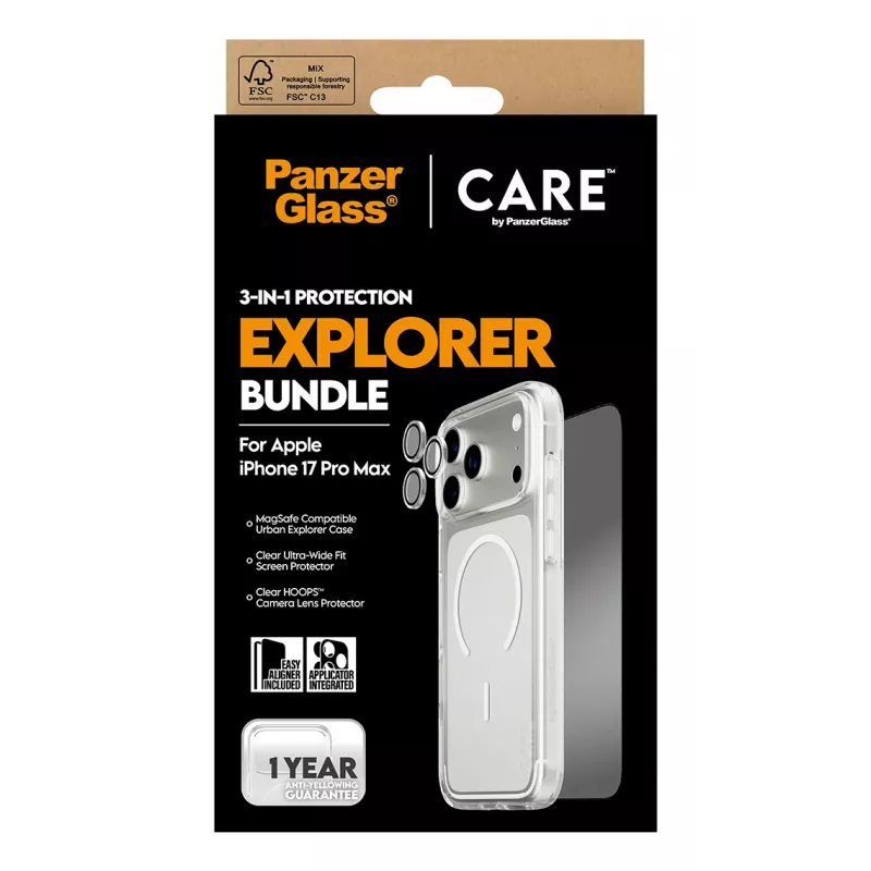 PanzerGlass ® | CARE by ® Flagship 3-in-1 Urban Explorer Bundle iPhone 17 Pro Max