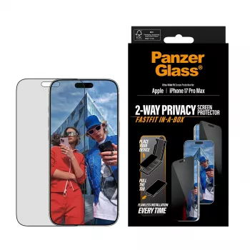 PanzerGlass 2-Way Privacy na iPhone 17 Pro Max — szkło hartowane, Ultra-Wide Fit, FASTFIT