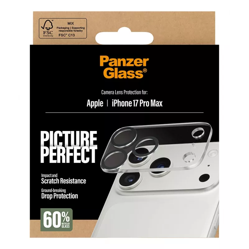 Osłona obiektywu aparatu PanzerGlass iPhone 17 Pro Max Odporna na zarysowania i wstrząsy