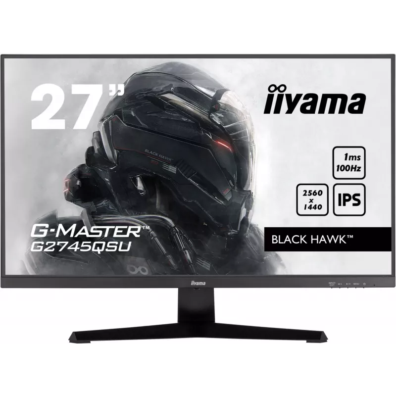 27-calowy monitor gamingowy IIYAMA G-MASTER G2745QSU-B2, 2560×1440 WQHD, IPS, 100 Hz, 1 ms, HDMI/DP, USB 3.2 hub, głośniki, VESA