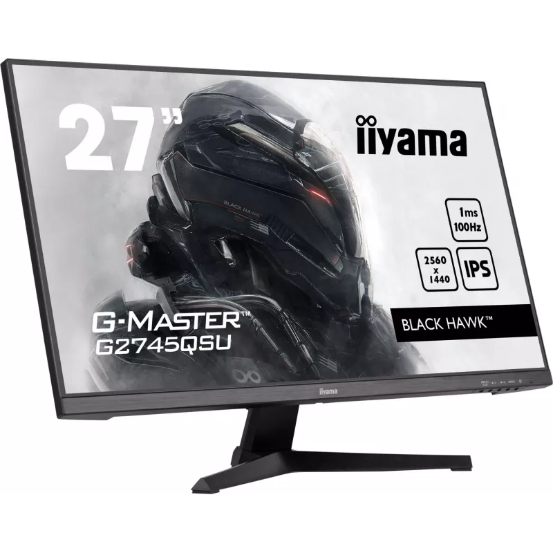 27-calowy monitor gamingowy IIYAMA G-MASTER G2745QSU-B2, 2560×1440 WQHD, IPS, 100 Hz, 1 ms, HDMI/DP, USB 3.2 hub, głośniki, VESA