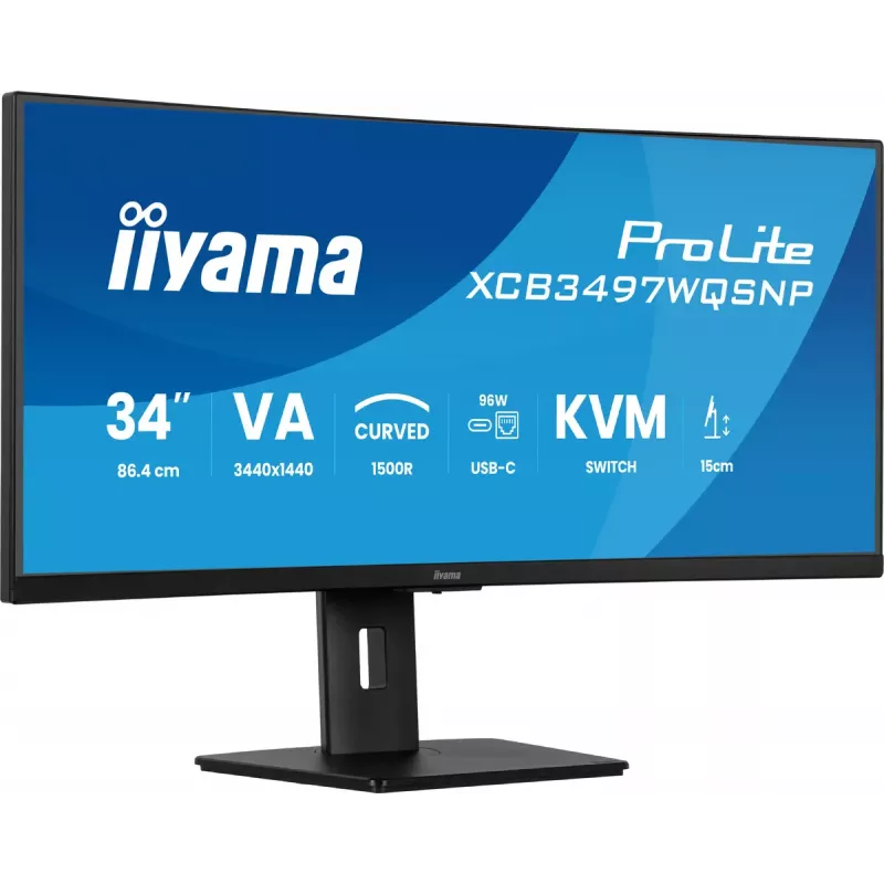 Monitor komputerowy iiyama ProLite XCB3497WQSNP-B1 86,4 cm (34 cale) 3440 x 1440 pikseli UltraWide Quad HD LED Czarny