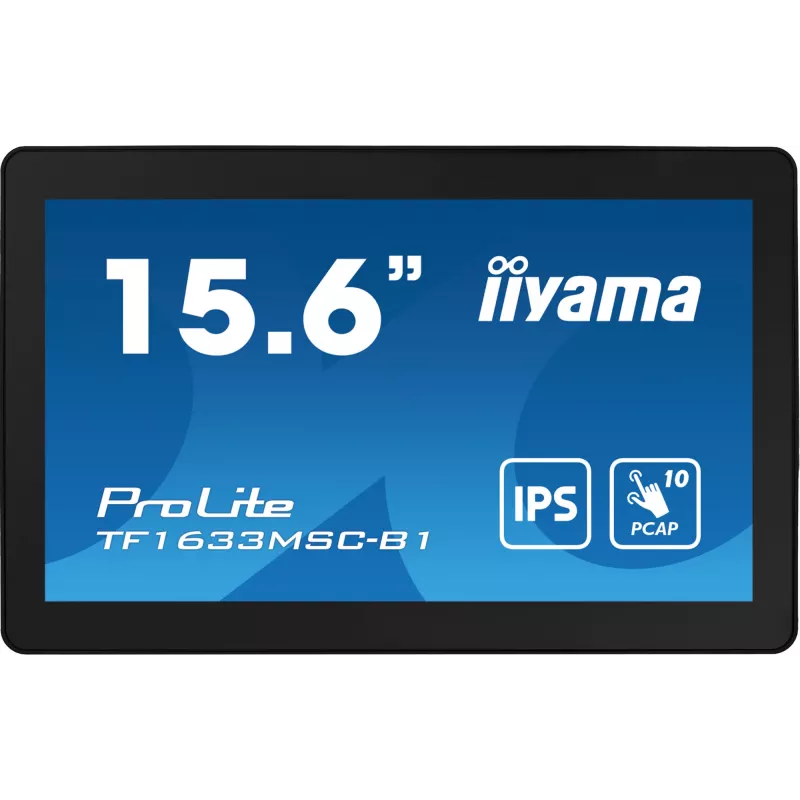 Monitor komputerowy iiyama ProLite TF1633MSC-B1 39,6 cm (15,6 cala) 1920 x 1080 pikseli Full HD Dotykowy Czarny