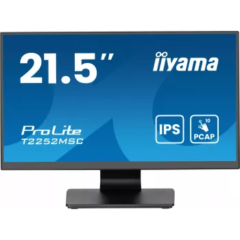 Monitor komputerowy iiyama ProLite T2252MSC-B2AG 54,6 cm (21,5 cala) 1920 x 1080 pikseli Full HD LCD z ekranem dotykowym Czarny