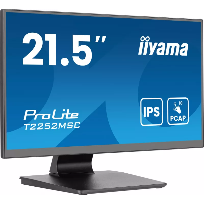 Monitor komputerowy iiyama ProLite T2252MSC-B2AG 54,6 cm (21,5 cala) 1920 x 1080 pikseli Full HD LCD z ekranem dotykowym Czarny