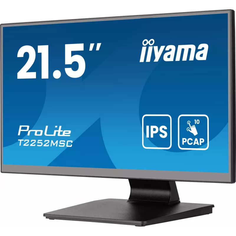 Monitor komputerowy iiyama ProLite T2252MSC-B2AG 54,6 cm (21,5 cala) 1920 x 1080 pikseli Full HD LCD z ekranem dotykowym Czarny