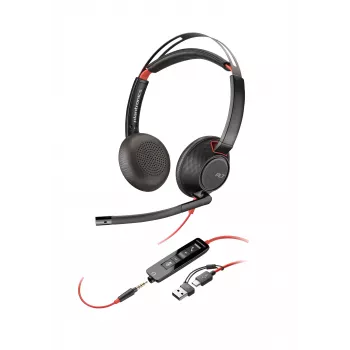 HP Poly Blackwire 5220 Zestaw słuchawkowy stereo USB-C + wtyk 3,5 mm + adapter USB-C/A