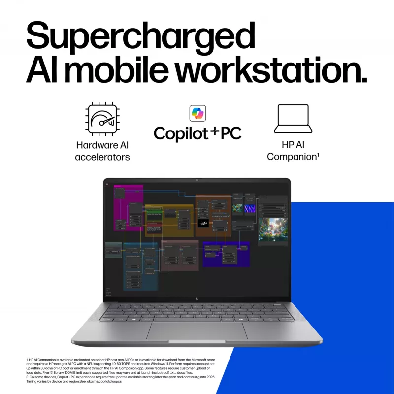HP ZBook Ultra G1a Copilot+ PC AMD Ryzen AI Max PRO 390 35,6 cm (14 cali) WUXGA 32 GB LPDDR5x-SDRAM Wi-Fi 7 (802.11be) Windows 11 Pro AI Workstation, AI PC Srebrny