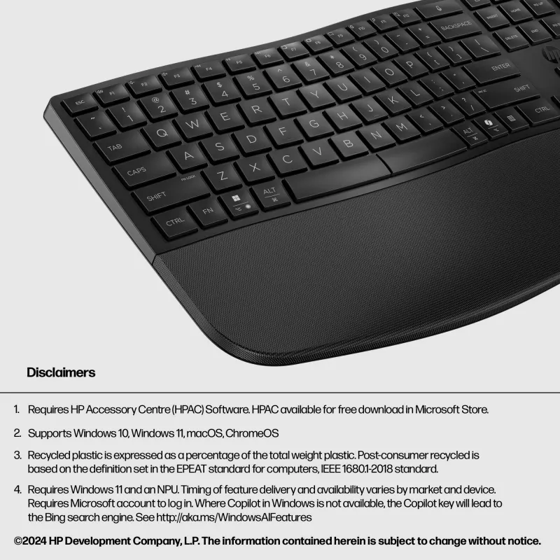 Klawiatura HP 685 Comfort Dual-Mode, pełnowymiarowa, bezprzewodowa, Bluetooth, membranowa