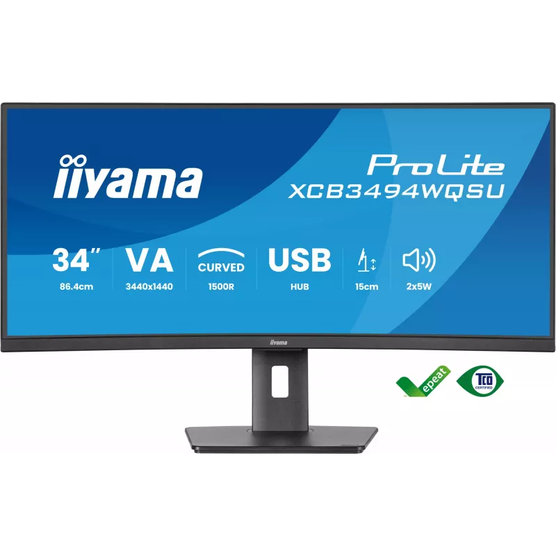 Monitor komputerowy iiyama ProLite XCB3494WQSU-B1 86,4 cm (34 cale) 3440 x 1440 pikseli UltraWide Quad HD LED Czarny
