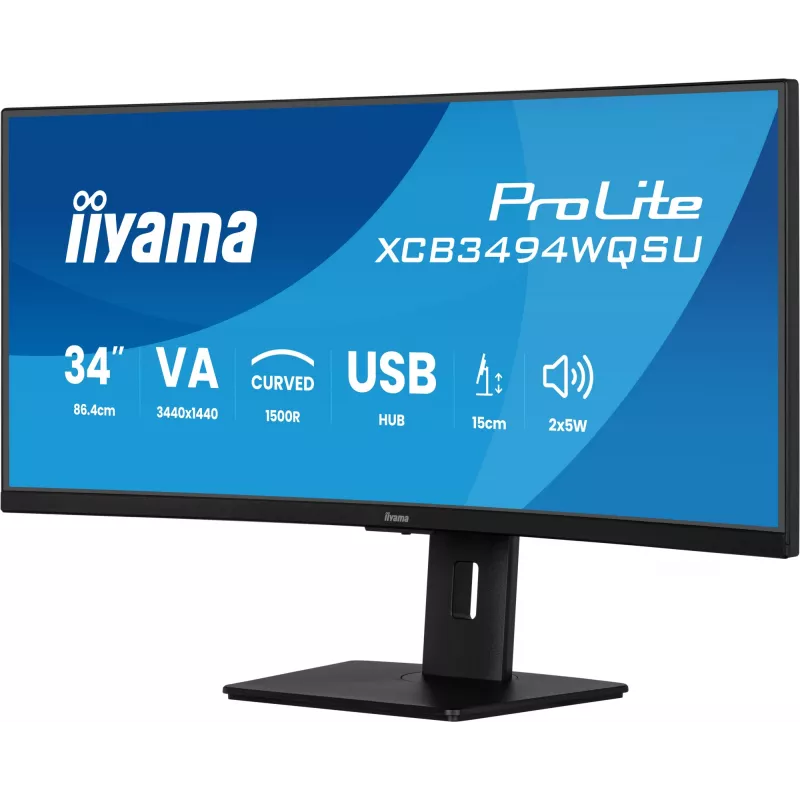 Monitor komputerowy iiyama ProLite XCB3494WQSU-B1 86,4 cm (34 cale) 3440 x 1440 pikseli UltraWide Quad HD LED Czarny