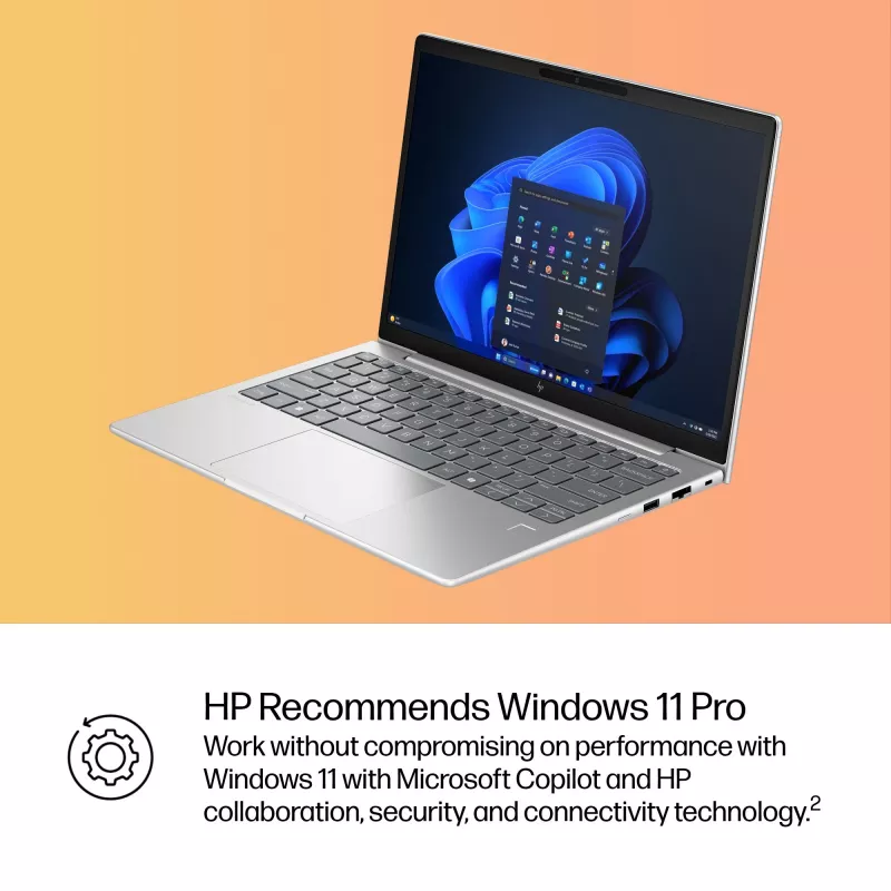 HP EliteBook 6 G1i AI PC Intel Core Ultra 5 225U Laptop 33,8 cm (13,3 cala) WUXGA 16 GB DDR5-SDRAM Wi-Fi 7 (802.11be) Windows 11 Pro Srebrny