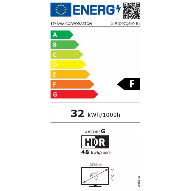 Monitor komputerowy iiyama ProLite XUB3297QSNP-B1 81,3 cm (32 cale) 2560 x 1440 pikseli Quad HD LED Czarny