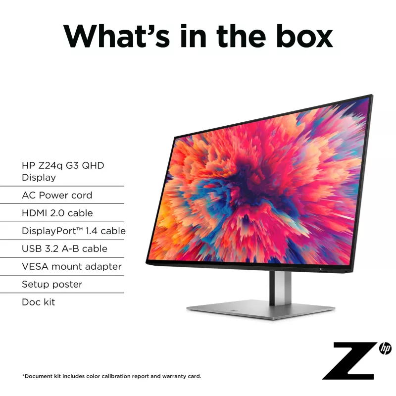 Monitor HP Z24q G3 QHD, 60,5 cm (23,8 cala), 2560 x 1440 pikseli, Quad HD, LCD, 5 ms, Srebrny
