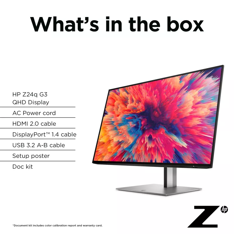 Monitor HP Z24q G3 QHD, 60,5 cm (23,8 cala), 2560 x 1440 pikseli, Quad HD, LCD, 5 ms, Srebrny