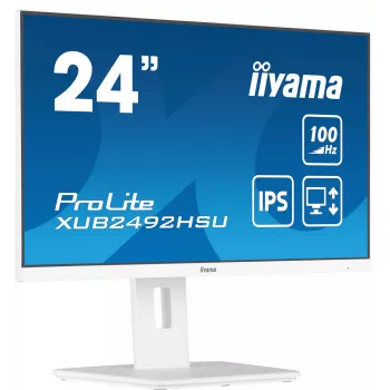 Monitor komputerowy iiyama XUB2492HSU-W6 60,5 cm (23,8 cala) 1920 x 1080 pikseli Full HD LED Biały