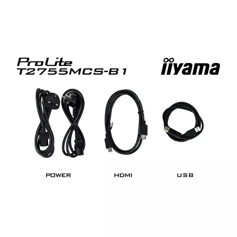 Monitor komputerowy iiyama ProLite T2755MSC-B1 68.6 cm (27 cali) 1920 x 1080 pikseli Full HD LED dotykowy, blat, czarny