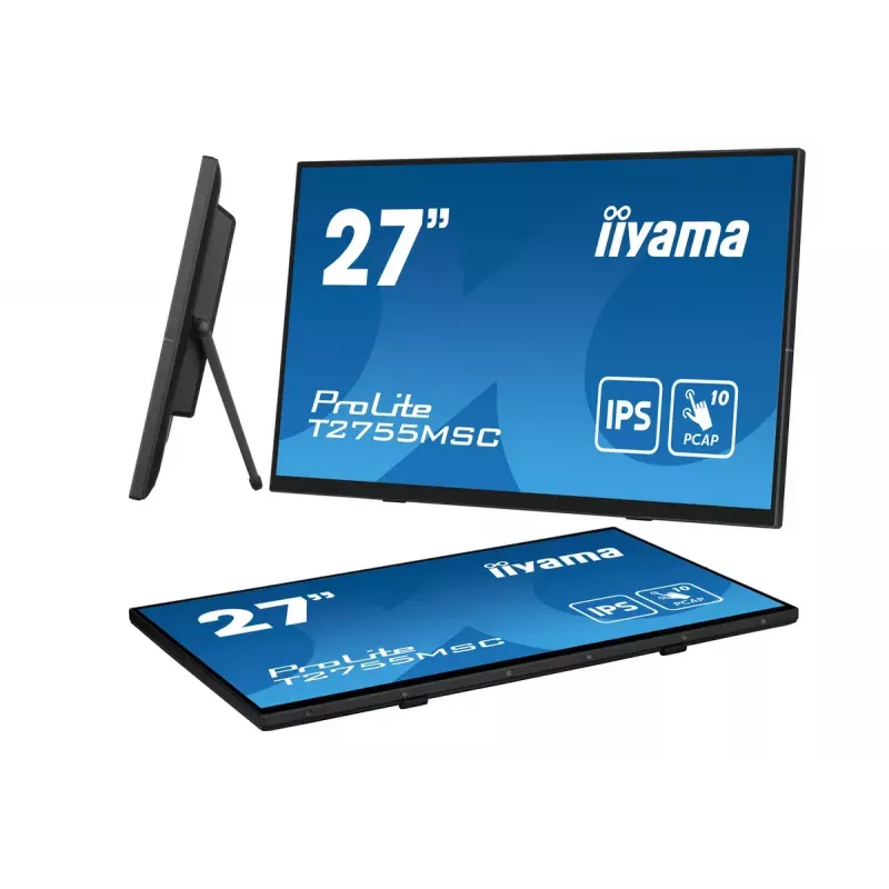 Monitor komputerowy iiyama ProLite T2755MSC-B1 68.6 cm (27 cali) 1920 x 1080 pikseli Full HD LED dotykowy, blat, czarny