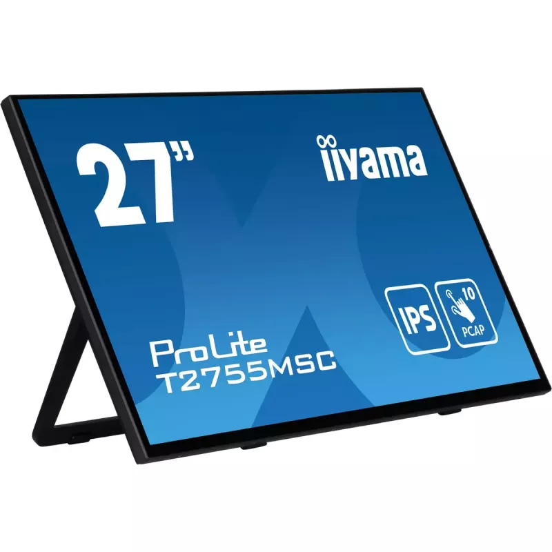 Monitor komputerowy iiyama ProLite T2755MSC-B1 68.6 cm (27 cali) 1920 x 1080 pikseli Full HD LED dotykowy, blat, czarny