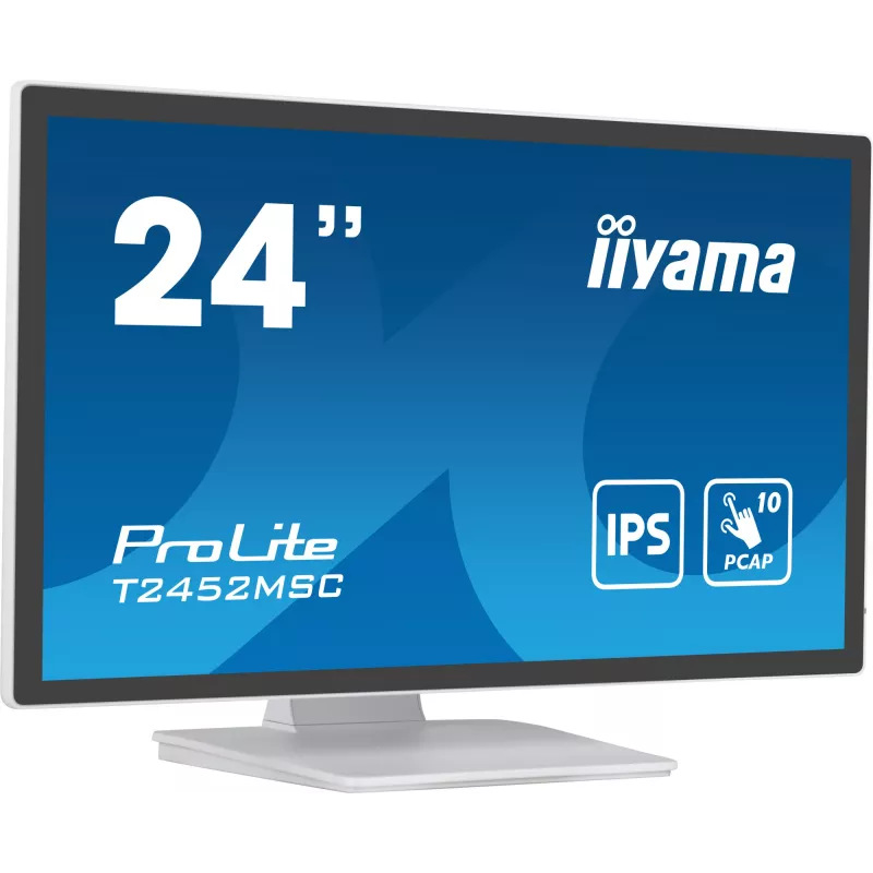 Monitor komputerowy iiyama ProLite T2452MSC-W1 61 cm (24 cale) 1920 x 1080 pikseli Full HD LCD ekran dotykowy Multi-user Biały