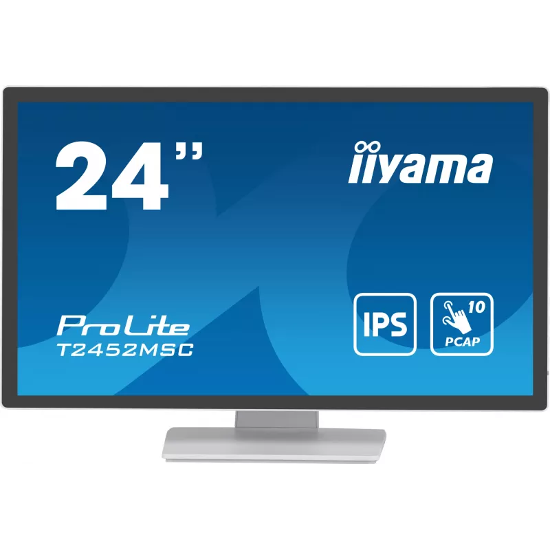 Monitor komputerowy iiyama ProLite T2452MSC-W1 61 cm (24 cale) 1920 x 1080 pikseli Full HD LCD ekran dotykowy Multi-user Biały