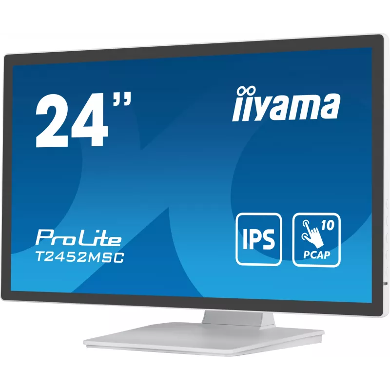 Monitor komputerowy iiyama ProLite T2452MSC-W1 61 cm (24 cale) 1920 x 1080 pikseli Full HD LCD ekran dotykowy Multi-user Biały