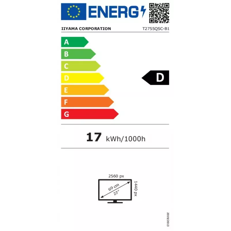 Monitor komputerowy iiyama ProLite T2755QSC-B1 68,6 cm (27 cali) 2560 x 1440 pikseli Quad HD LCD Dotykowy Czarny