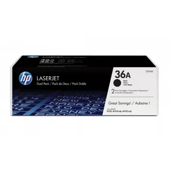 Oryginalne tonery HP 36A 2-pack Czarny LaserJet, 4000 stron, Czarny, 2 szt.