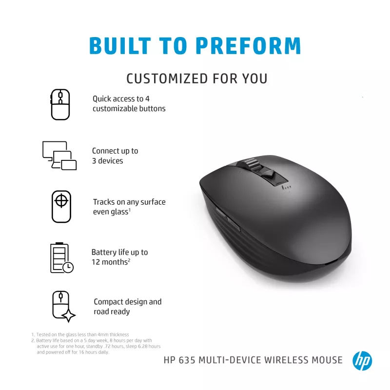 Mysz HP 635 Multi-Device Wireless RF Wireless + Bluetooth