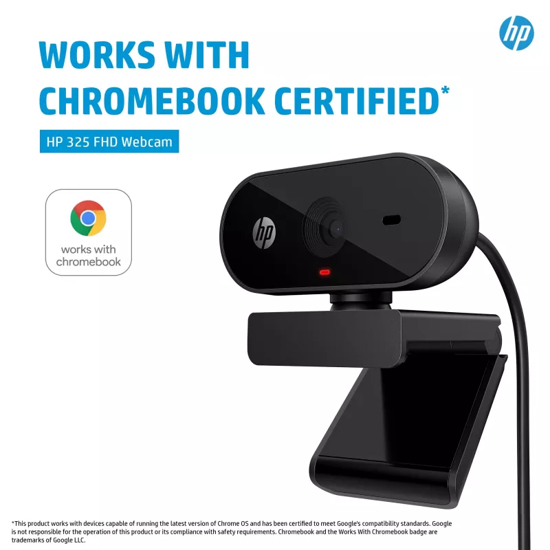 HP 325 FHD Kamera internetowa, Biznesowa, Windows 10, Windows 11, MacOS, 72 mm, 53,6 mm, 53,2 mm