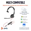 HP Poly Czarnywire 3315 Monaural Microsoft Teams Certified USB-C Headset +3.5mm Plug +USB-C/A Adapter