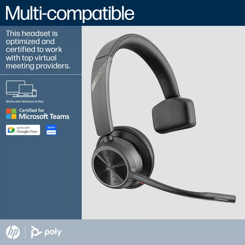 HP Poly Voyager 4310 Microsoft Teams Certified Headset +BT700 dongle +Charging Stand