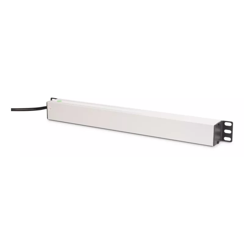 DIGITUS PDU - 1U aluminiowa listwa zasilająca do montażu w szafie rack 7x bezpieczeństwo + 1x gniazdo 16A 4000W 250VAC 50/60Hz ochrona przeciążeniowa