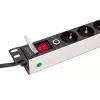 DIGITUS PDU - 1U aluminiowa listwa zasilająca do montażu w szafie rack 7x bezpieczeństwo + 1x gniazdo 16A 4000W 250VAC 50/60Hz ochrona przeciążeniowa