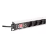 DIGITUS PDU - 1U aluminiowa listwa zasilająca do montażu w szafie rack 7x bezpieczeństwo + 1x gniazdo 16A 4000W 250VAC 50/60Hz ochrona przeciążeniowa
